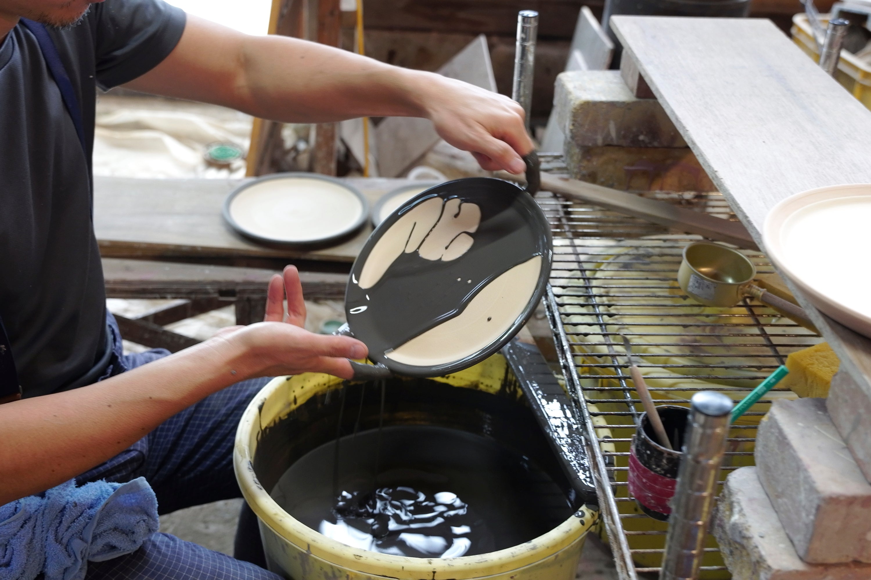 Glazing a bisque-fired piece